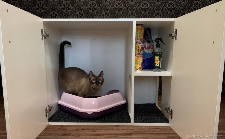 Кошачий туалет в тумбочке