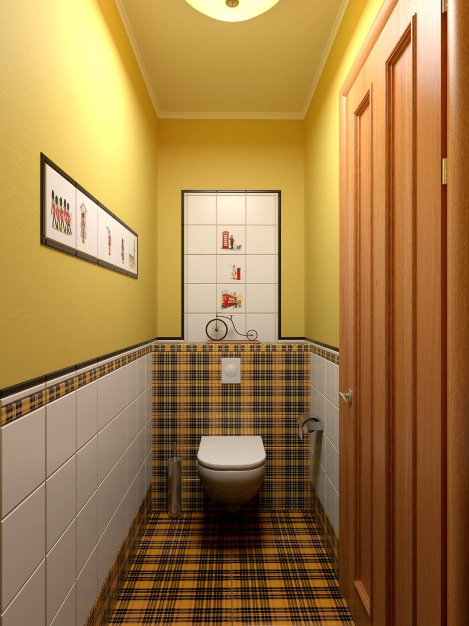 Желтая плитка в туалете