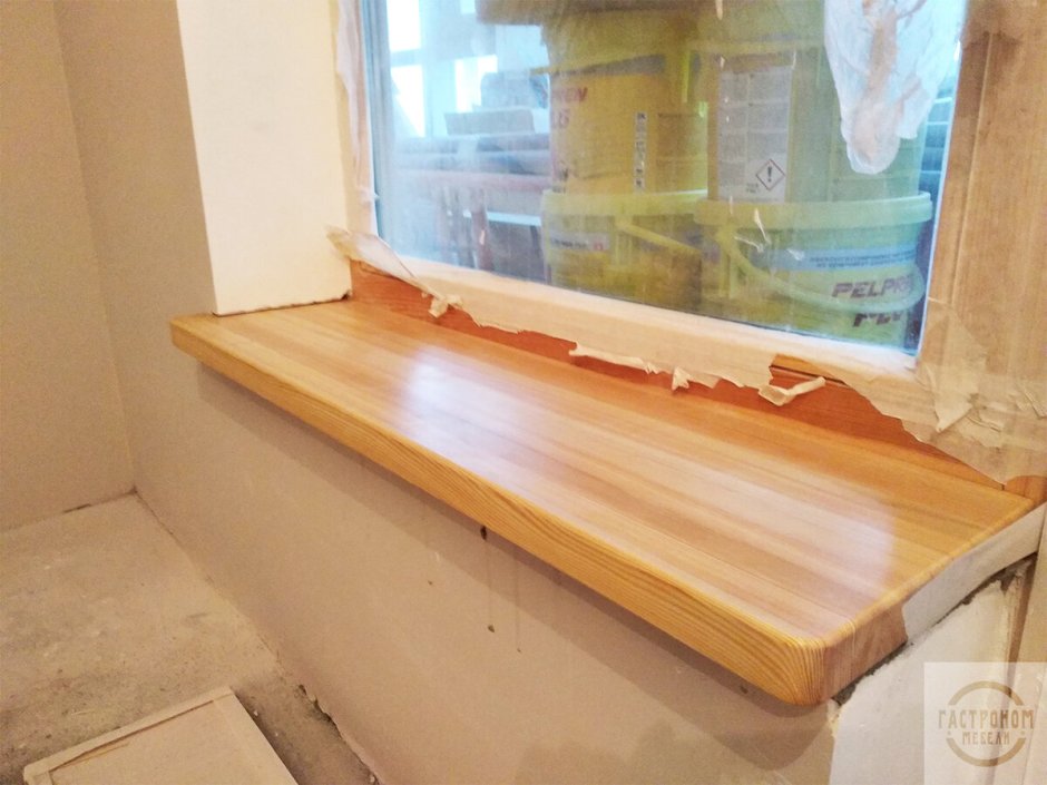 Деревянный подоконник из мебельного щита