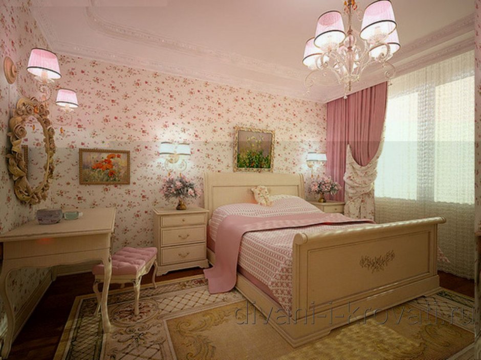 Комната в розово бежевых тонах