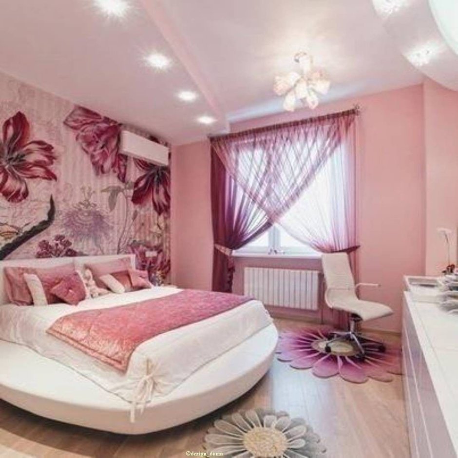 Спальня гостиная в розовых тонах