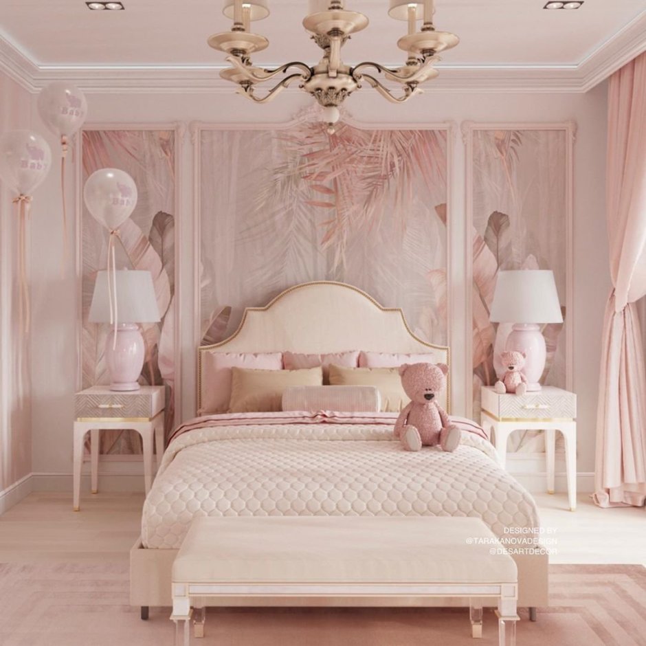 Шикарная розовая спальня