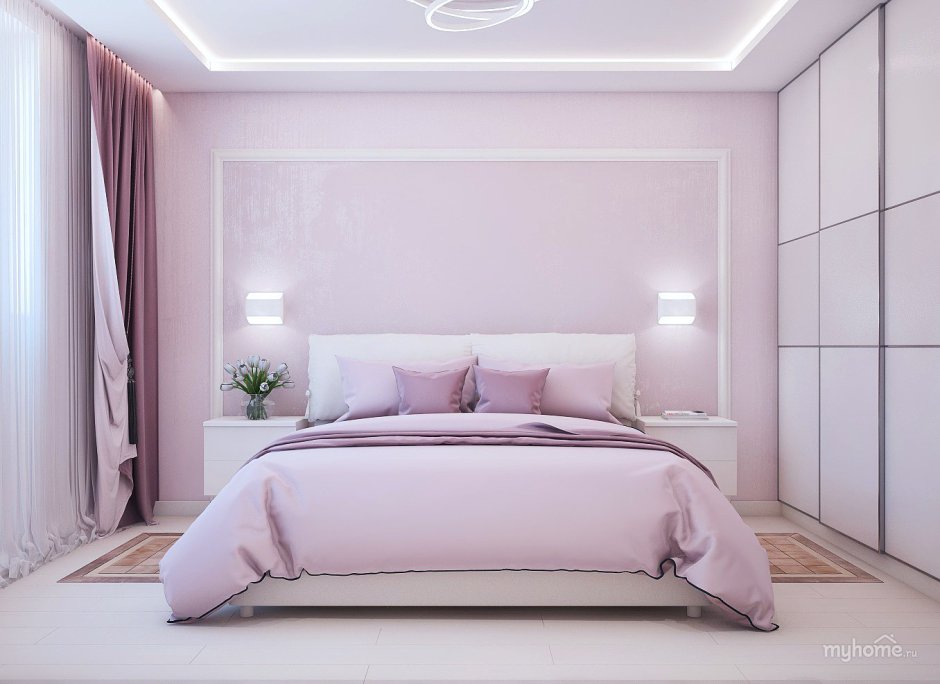 Спальня в нежно розовом цвете