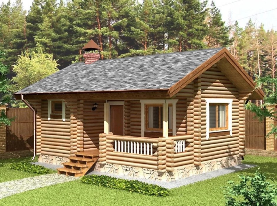 Баня из оцилиндрованного бревна 6*5