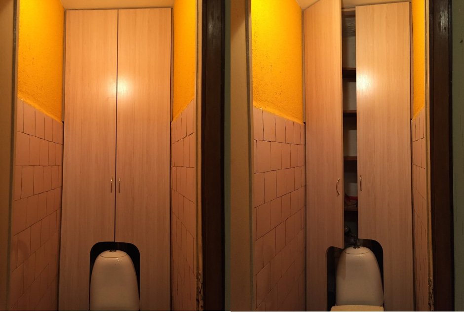 Встроенные шкафчики в туалете