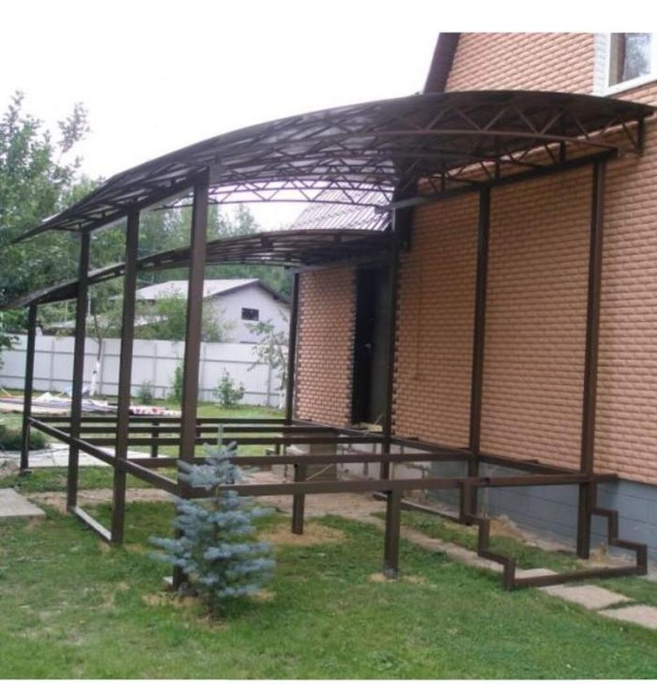 Навес террасы из поликарбоната металлокаркас