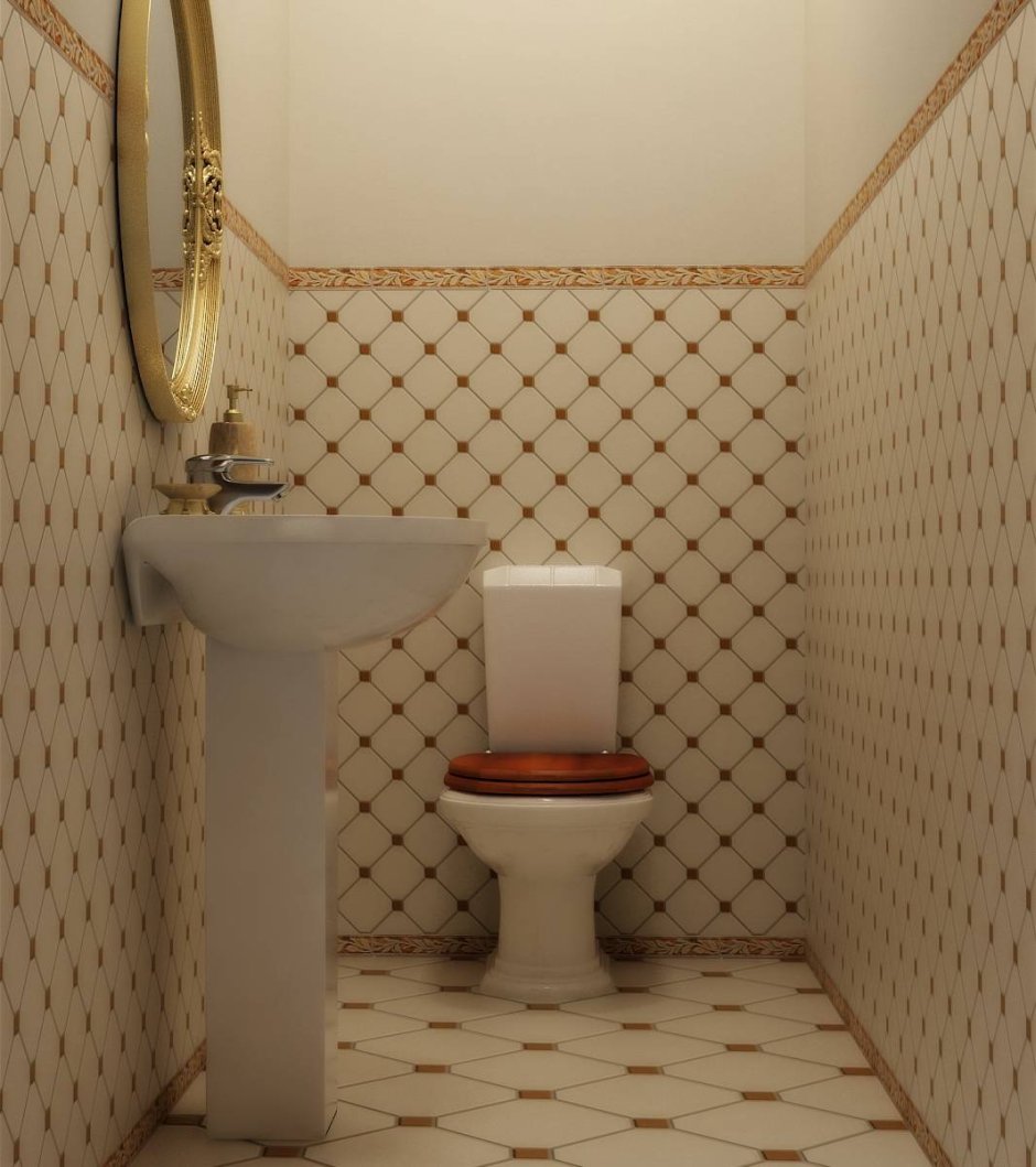 Туалет отделанный плиткой
