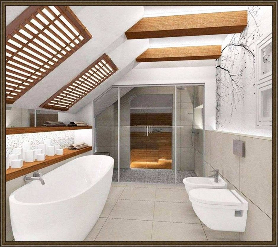 Ванная с мансардной крышей