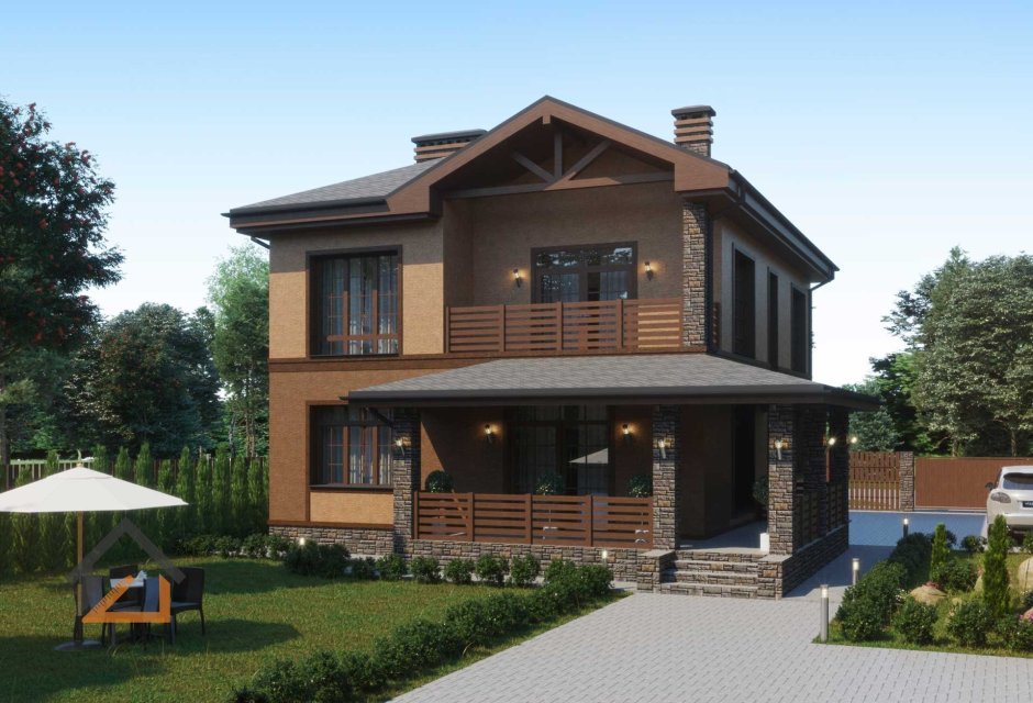 Проект домов двухэтажных с террасой 120 кв