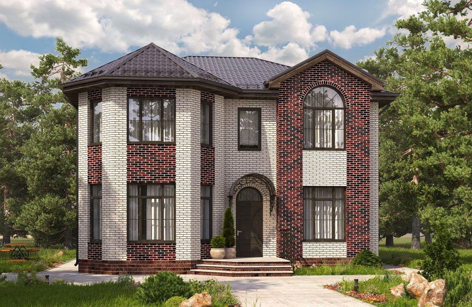 Дом двухэтажный Новация с эркером