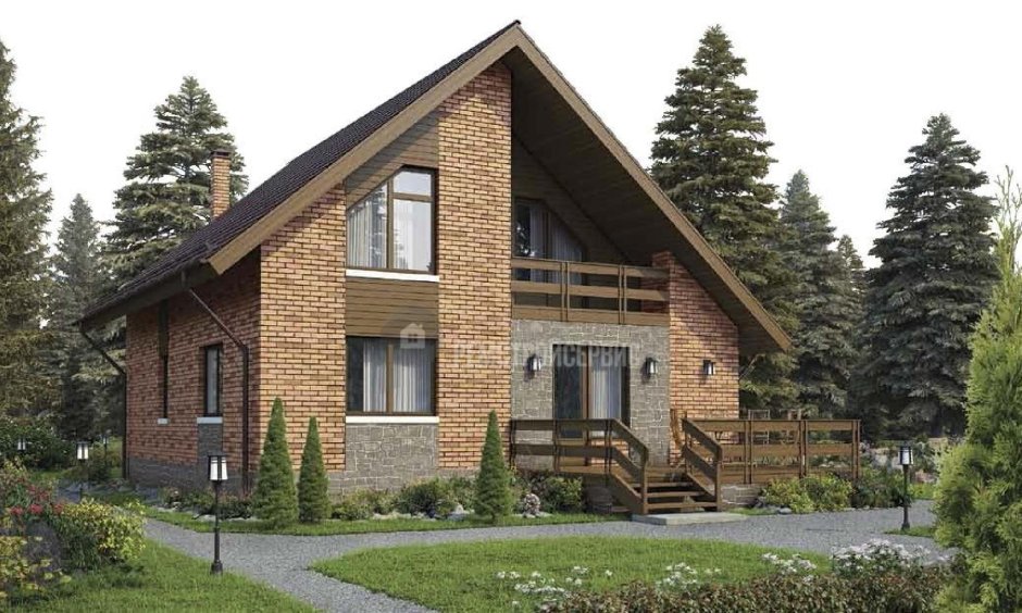 Кирпичный дом с мансардом