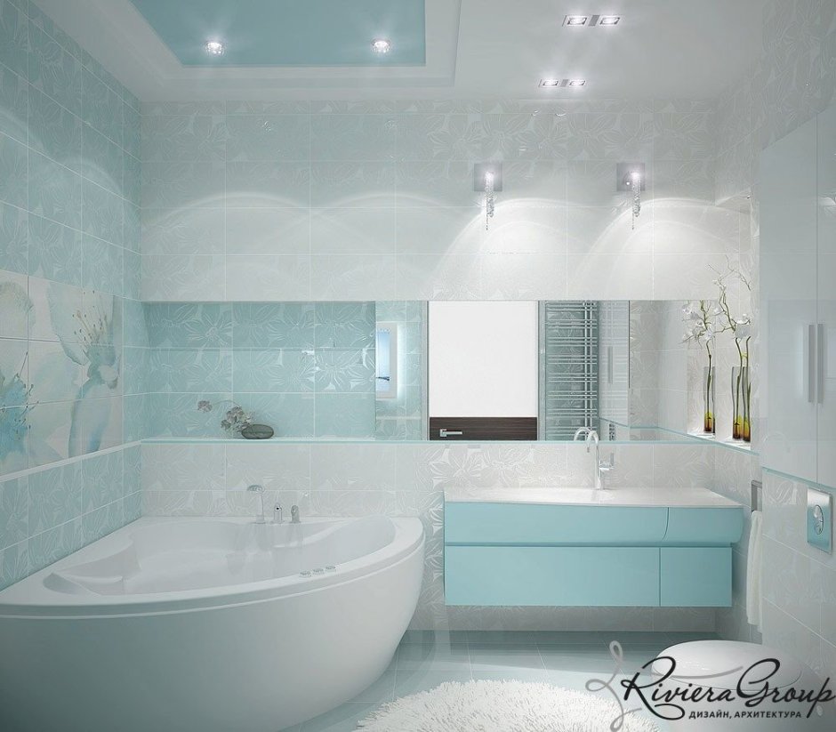 Ванная комната в нежно бирюзовом цвете