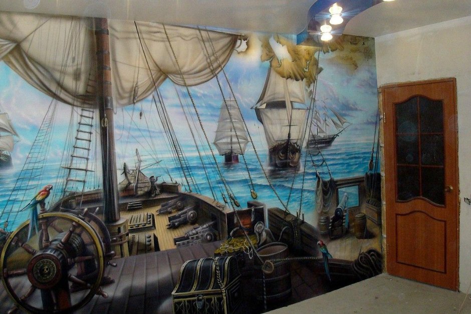 Морская роспись стен