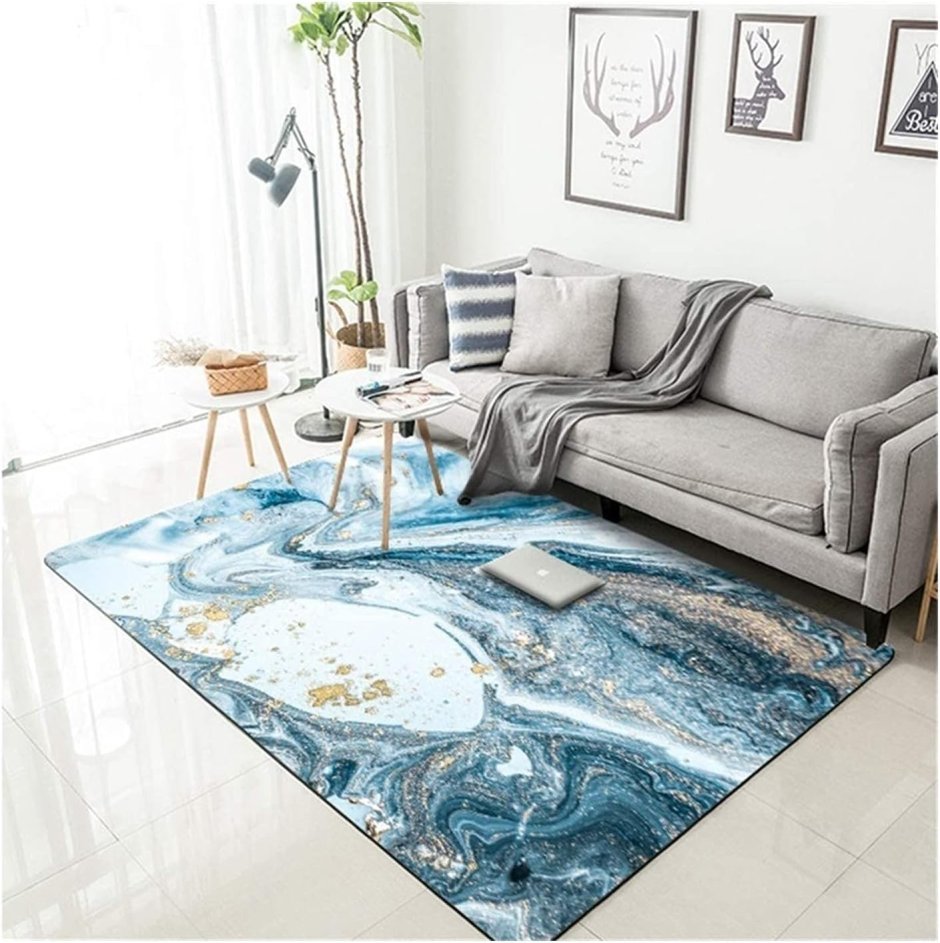 Ковер синий современный