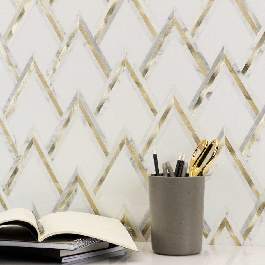 Gold and White Tile .