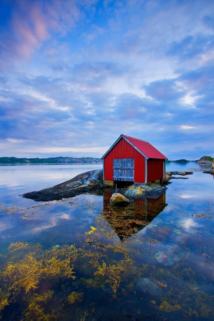 Красные домики в Норвегии