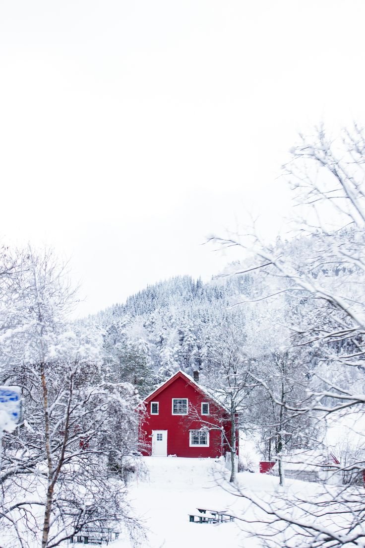 Скандинавские домики зимой
