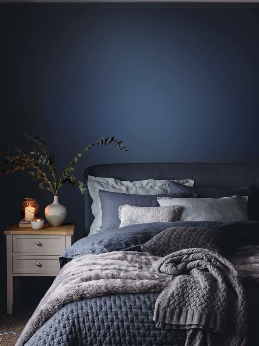 Спальня в сине сером стиле