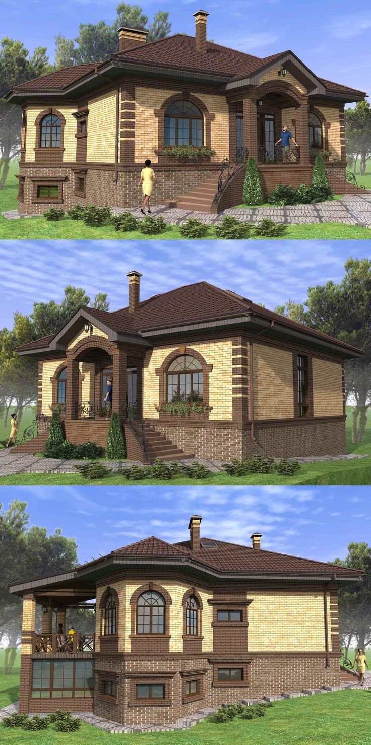 Одноэтажный дом с цокольным