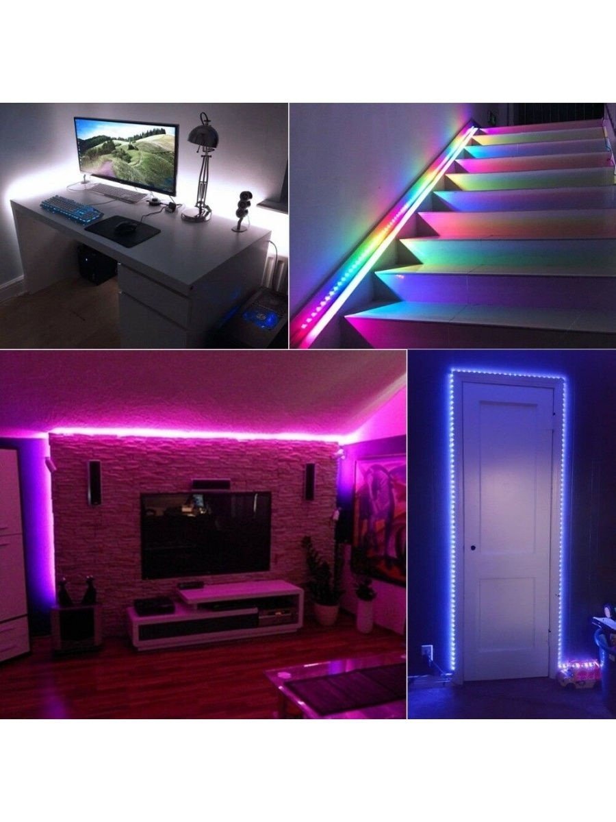 Светодиодная лента с пультом led RGB 5 метров, 12в, ip65