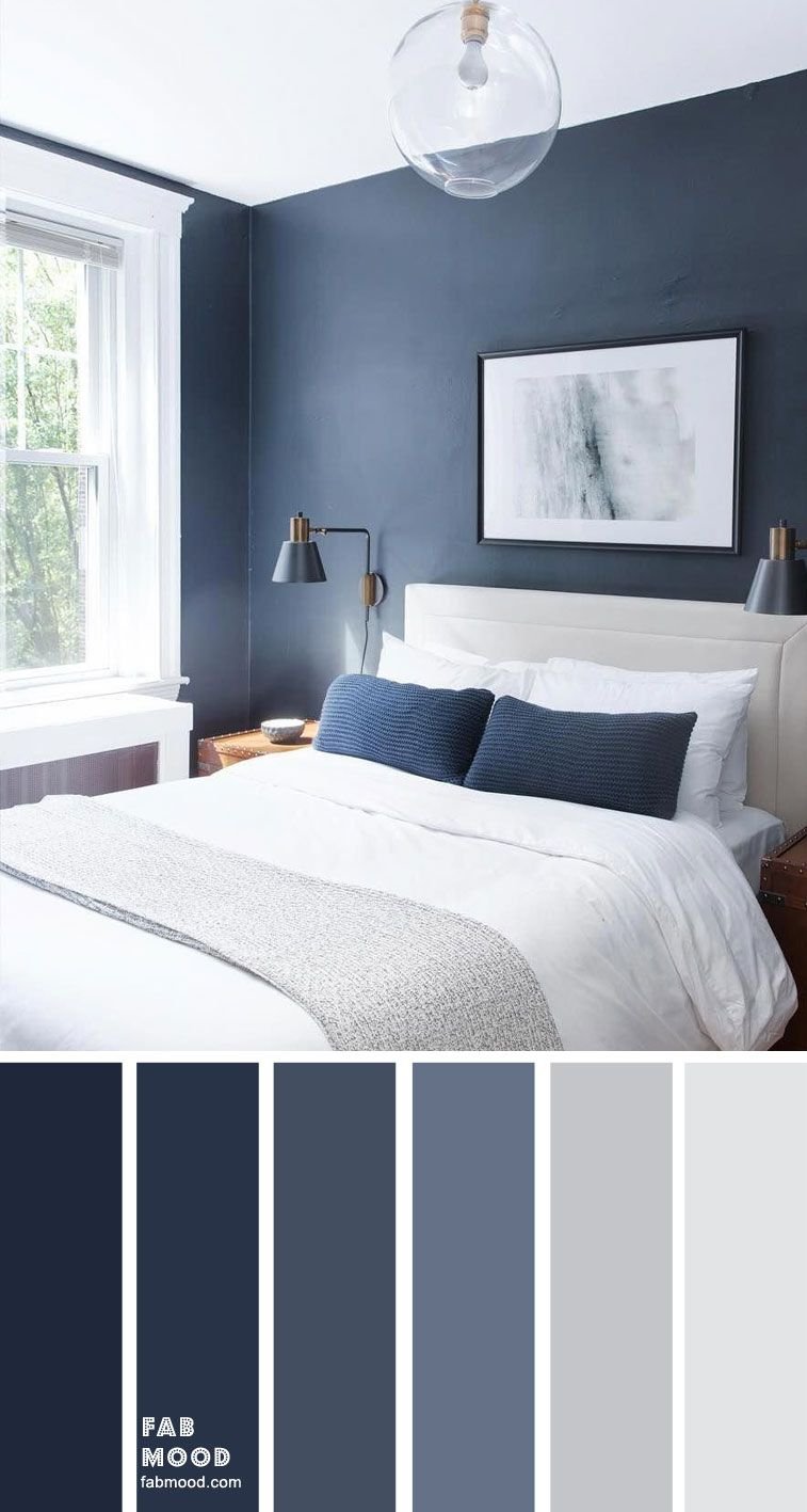 Спальня серо голубого цвета