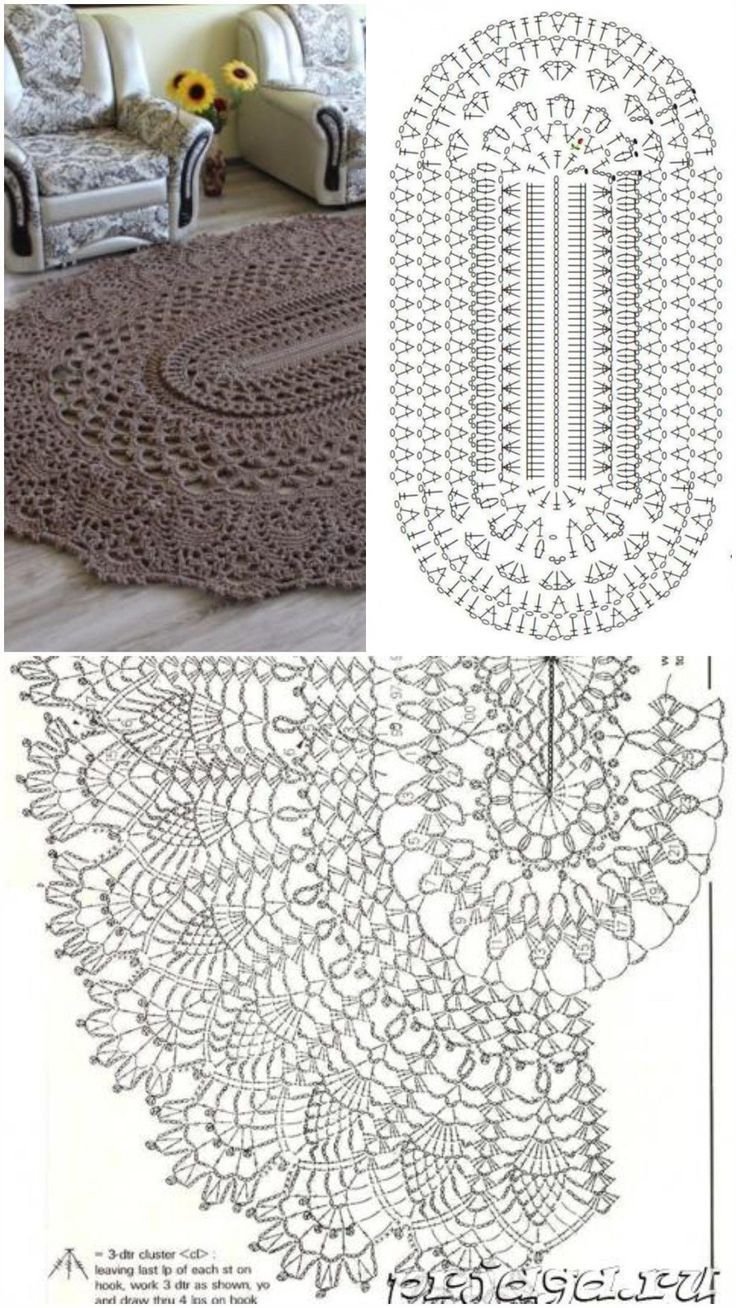 Овальный коврик из шнура