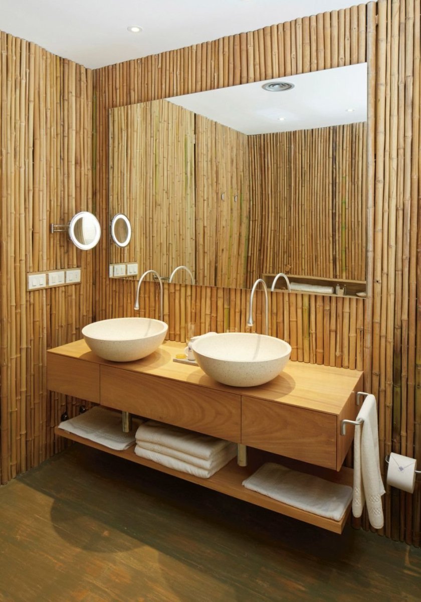 Бамбук в интерьере ванной комнаты