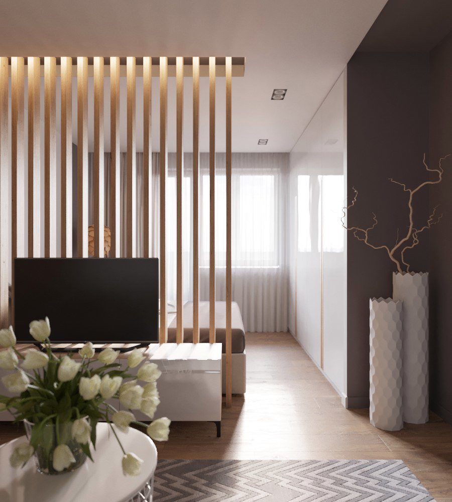 Реечная перегородка для зонирования