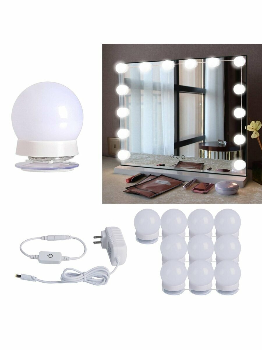 Led make up Mirror Light Bulbs 3 Modes Colors USB Touch Dressing Table Mirror 4/6/8/10/12pcs Hollywood Dimmable Vanity Lights