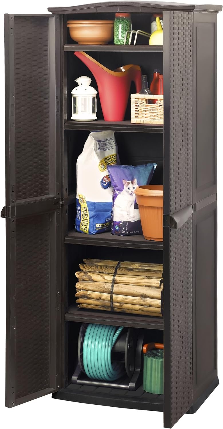 Шкаф садовый Keter Rattan Style Tall Utility Shed 231232