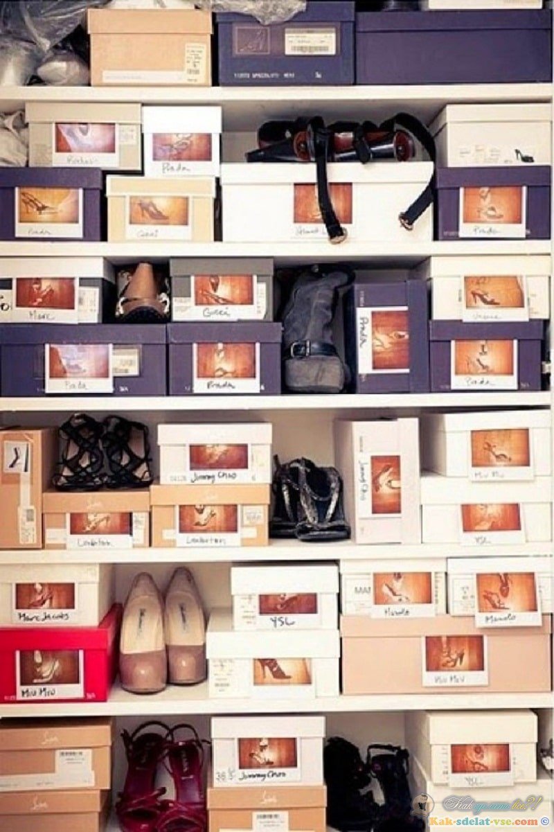Хранение обуви в коробках