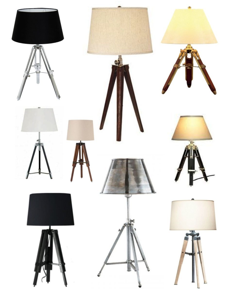 Настольная лампа тренога в интерьере