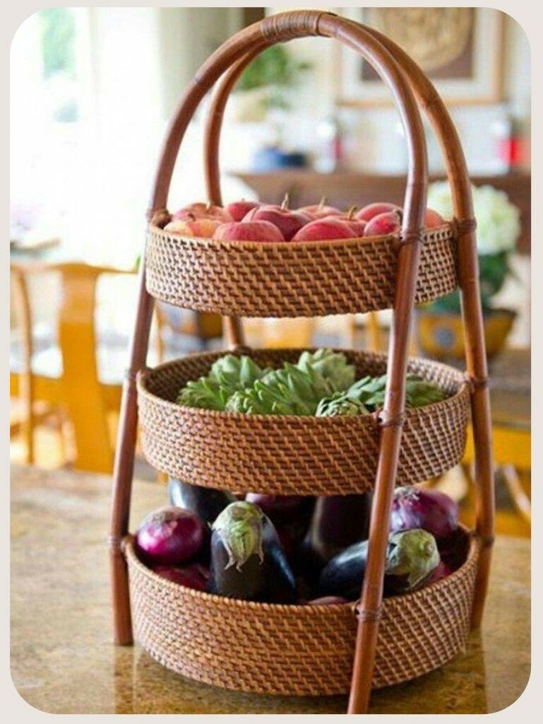 Плетеные корзины на кухне