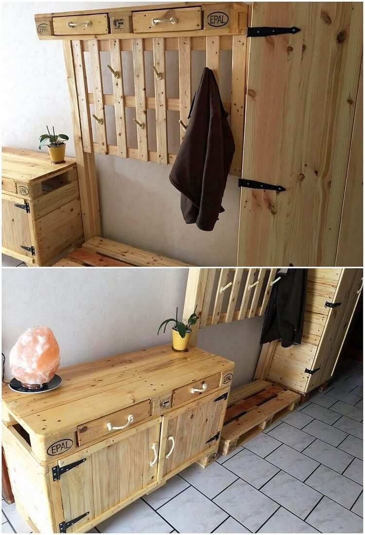 Шкаф для прихожей из паллет