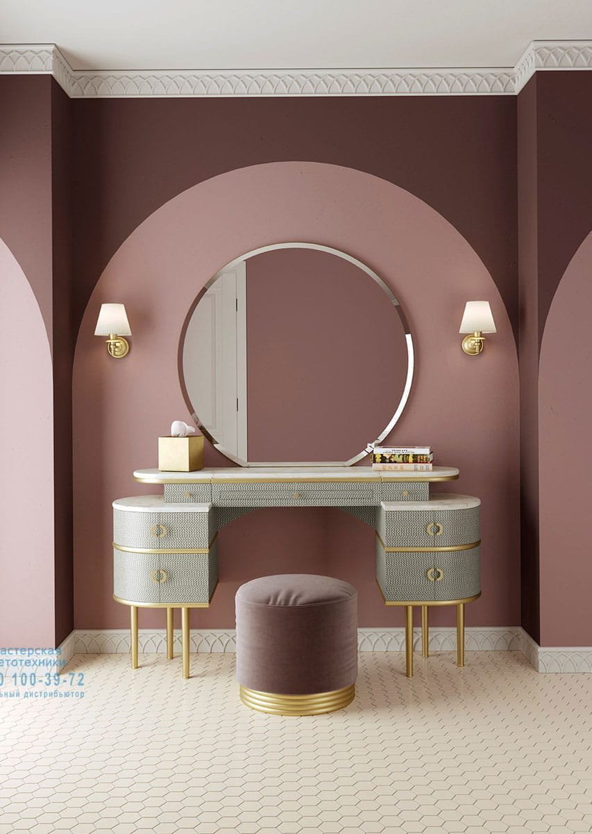 Туалетный столик с круглым зеркалом