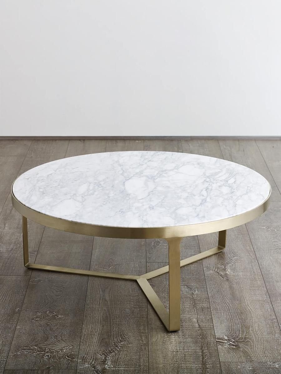 Lorenz 100cm Round Marble Coffee Table - Brushed Gold Base