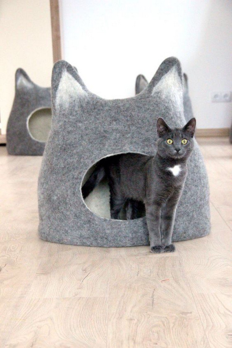 Домик для кошек Triol "Кошкин дом", цвет: серый, 34 x 43 x 34 см