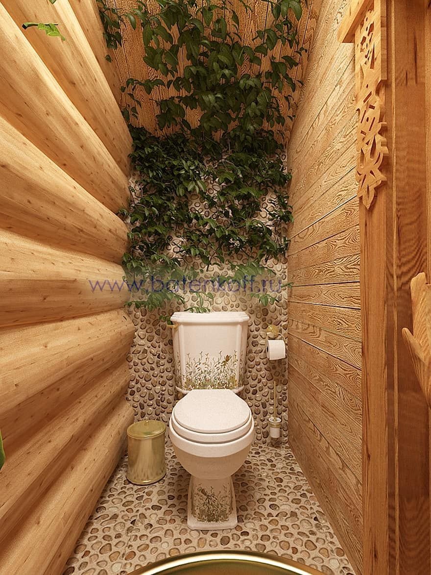 Туалет отделанный деревом