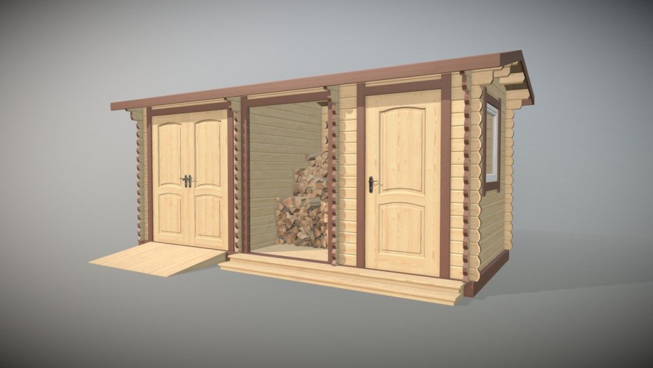 Хозблок с дровником 6x2