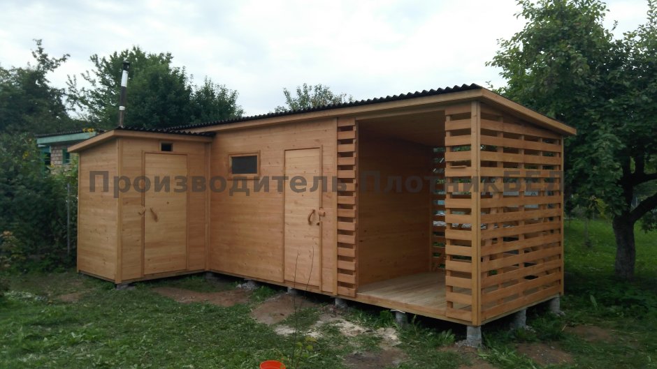 Хозблок с дровником и туалетом 6x2