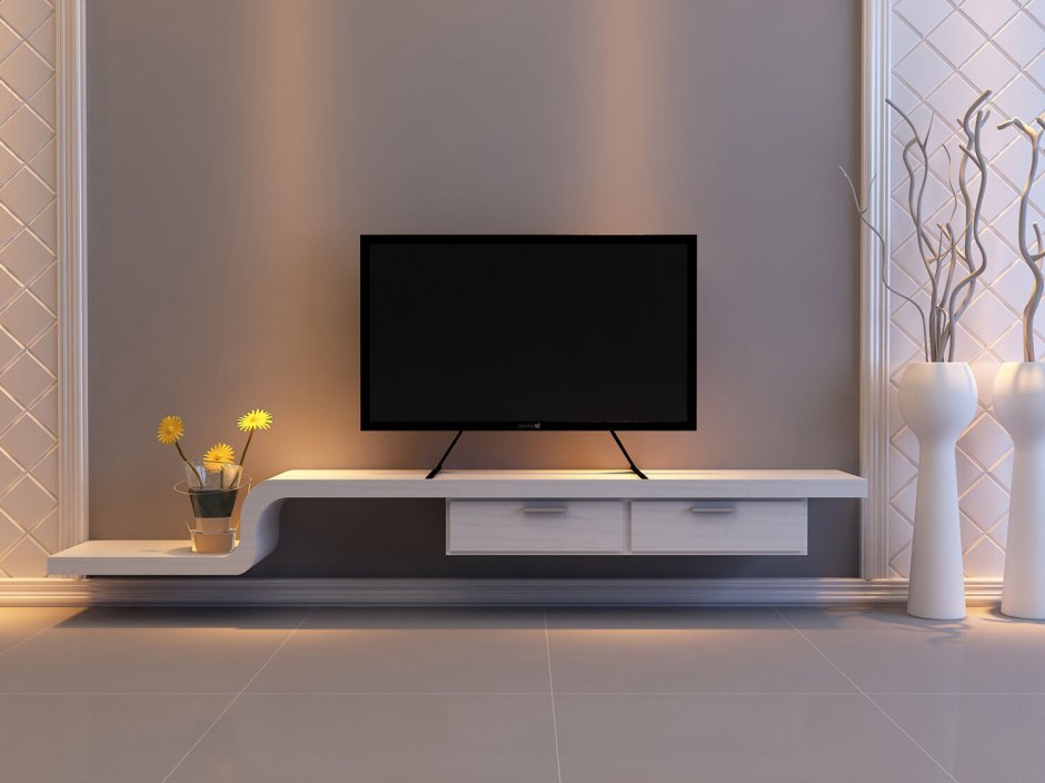 Тумба под телевизор 60*200*45см белая GD-tv004