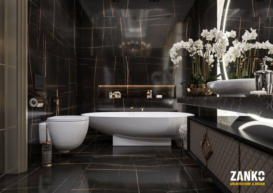 Мрамор Sahara Noir в интерьере