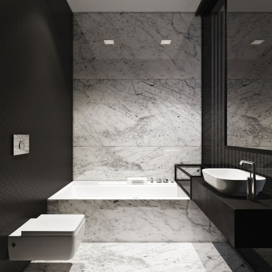 Dark Black Marble Bathroom плитка