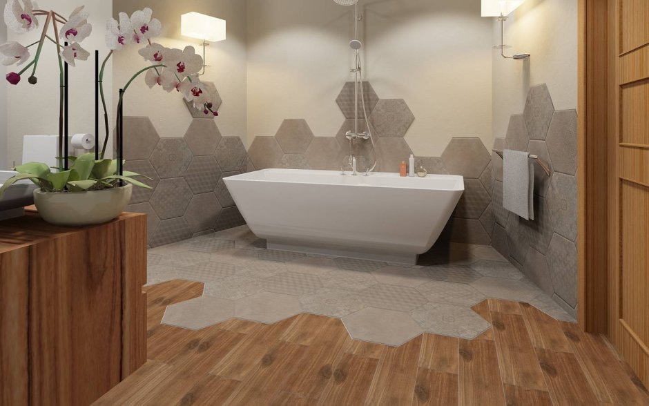 Керамогранит Атем Hexagon белый 34.6x40