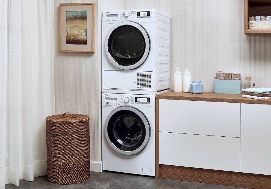 Beko стиральная и сушильная машина в колонне
