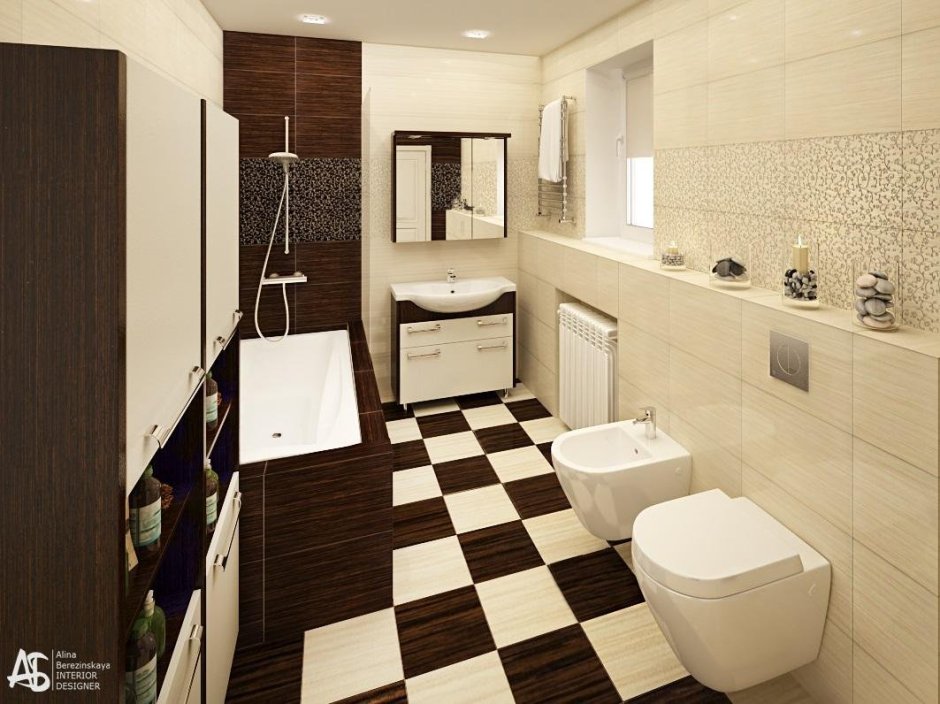 Коричневая туалет с ванной