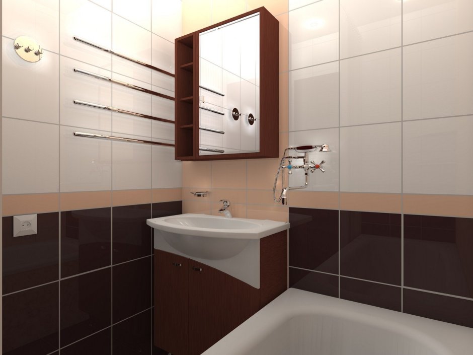 Ванная комната с коричневой плиткой