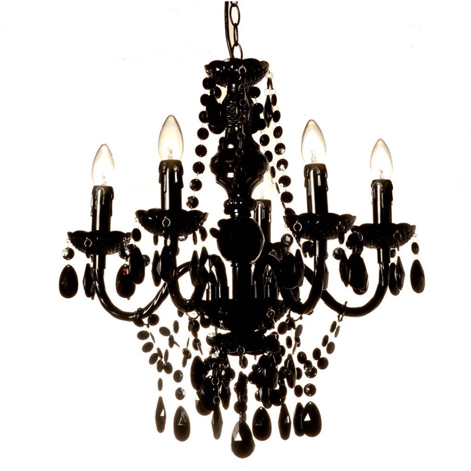 Черная люстра с бабочками