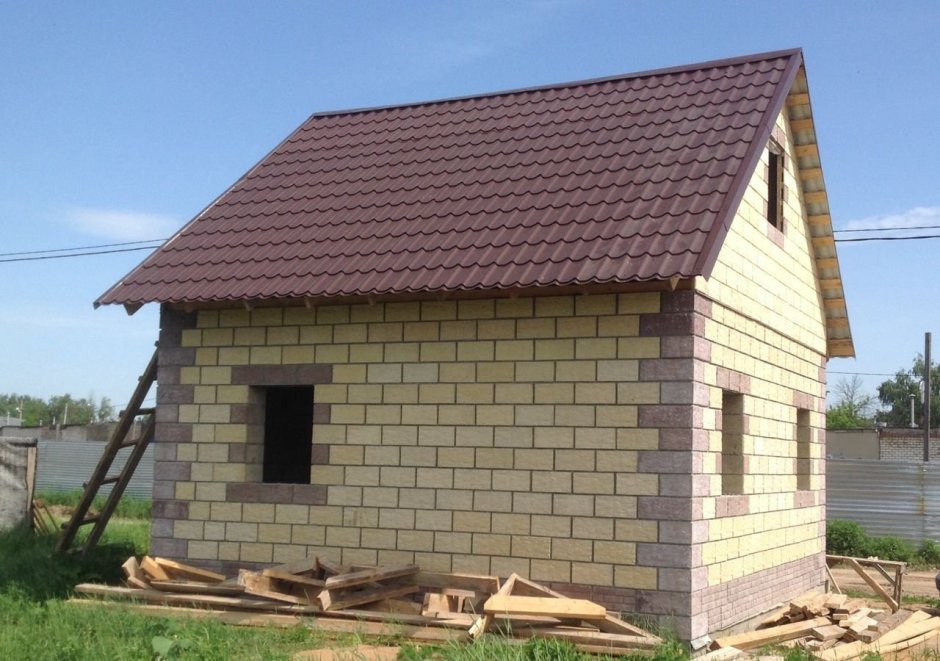 Баня с мансардой 4х6 из керамзитобетонных блоков