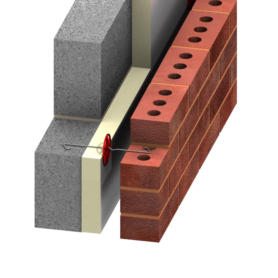 Кавити Баттс Rockwool трехслойной стене